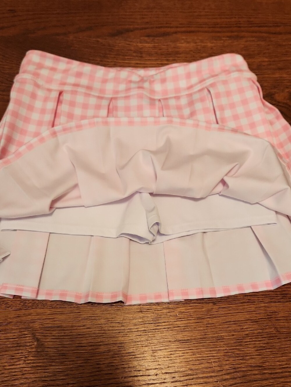 Pink & White Gingham Pleated Tennis Pickleball Skirt - Picture 6 of 6